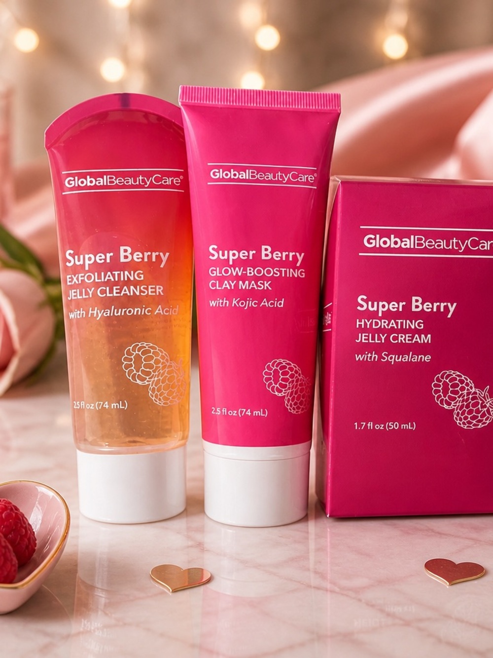 Super Berry Trio Skin Care Bundle Hydrating Jelly Cream, Glow Clay Mask,